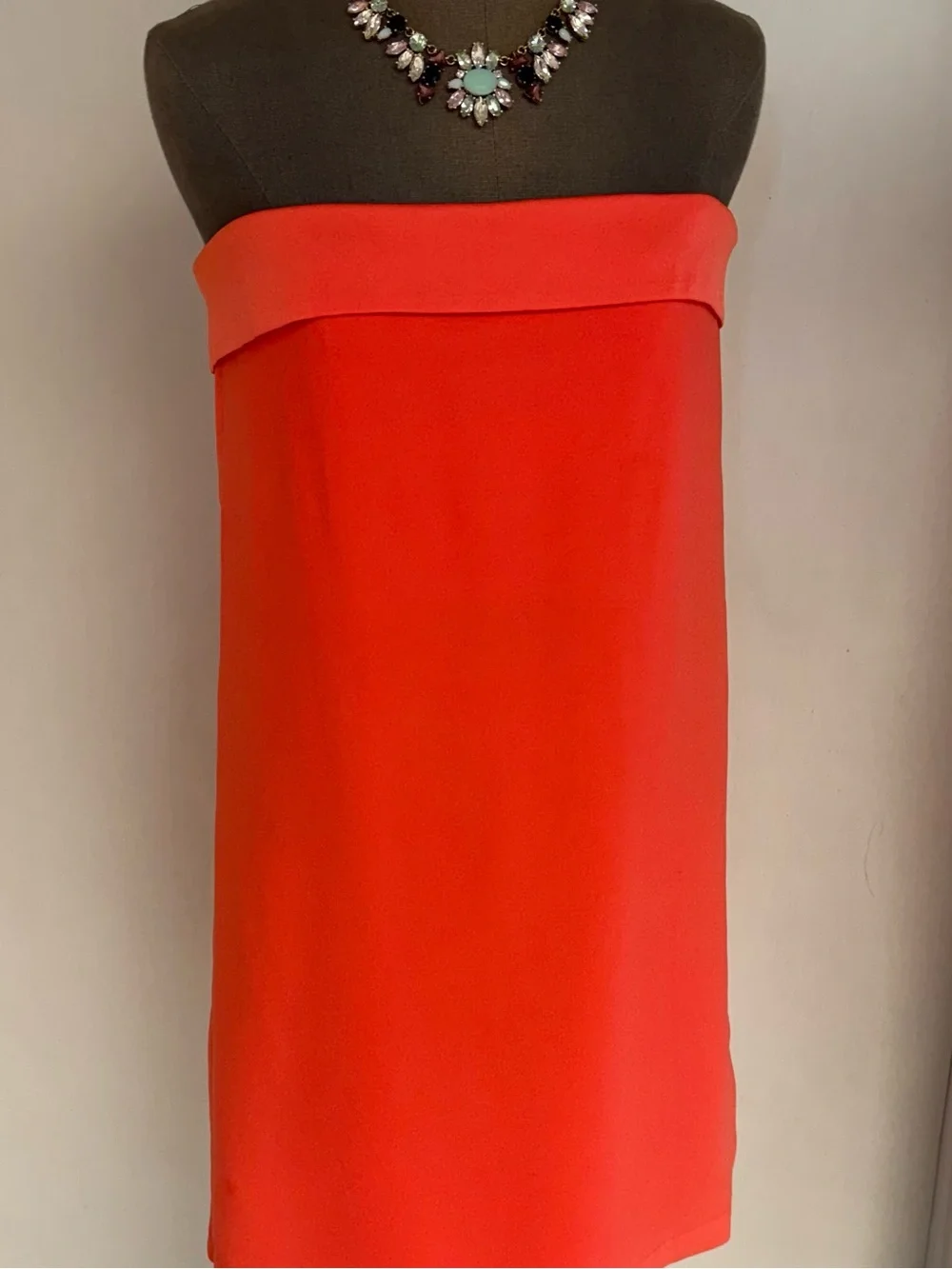 BCBGMAXAZRIA Strapless Coral-Orange Shift Dress NWT - Picture 1 of 12